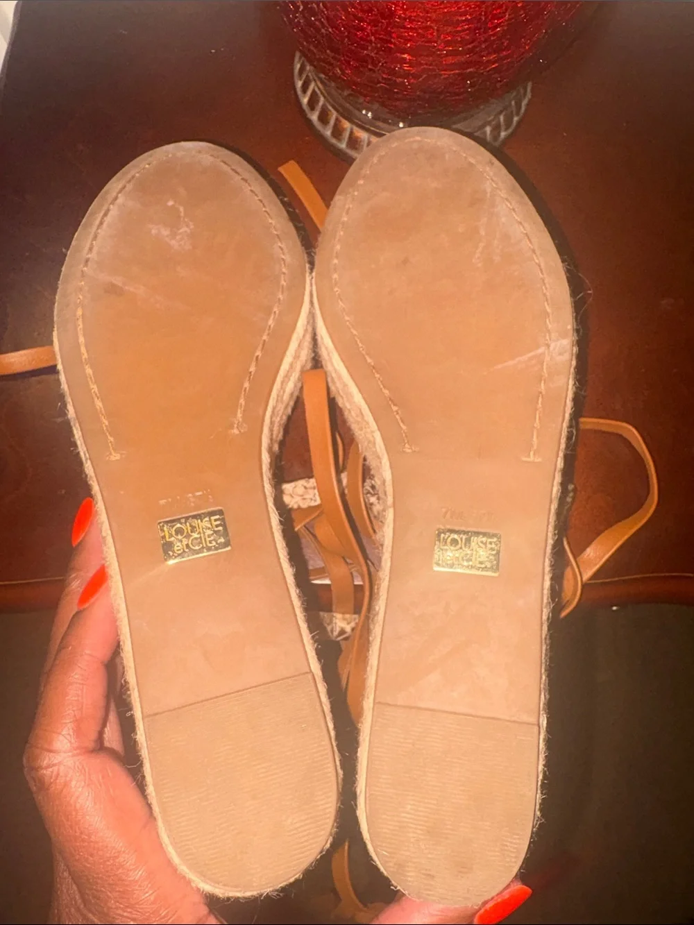 Louise et Cie Women’s Brown Wrap Espadrille Wedge Sandals